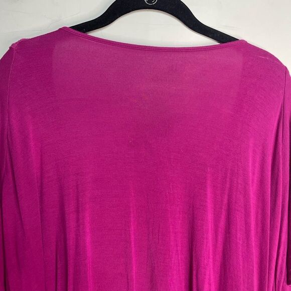 5 for $25🔥Roaman's Fuchsia Asymmetrical Knit Lace Blouse 3X (30/32) - Picture 6 of 7